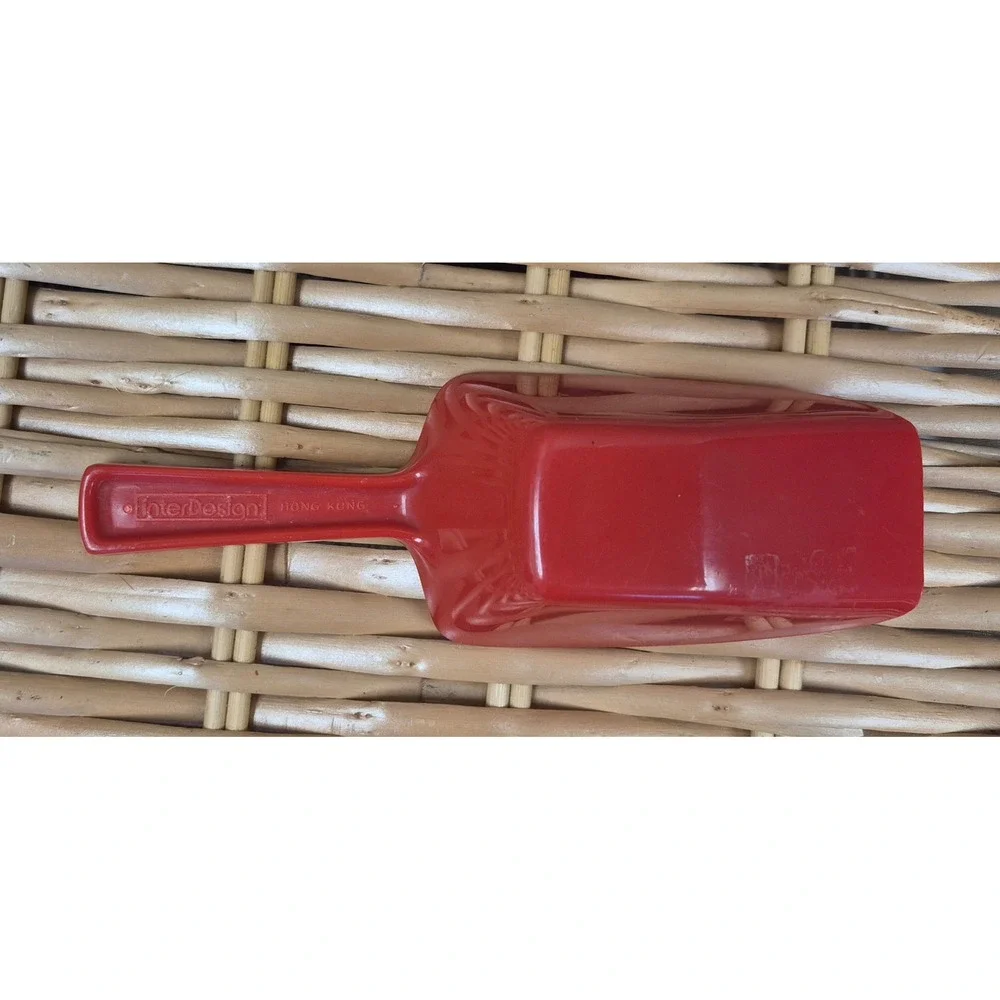 Vintage InterDesign Plastic Kitchen Scoops Red Yellow Set of 2 Hong Kong Retro